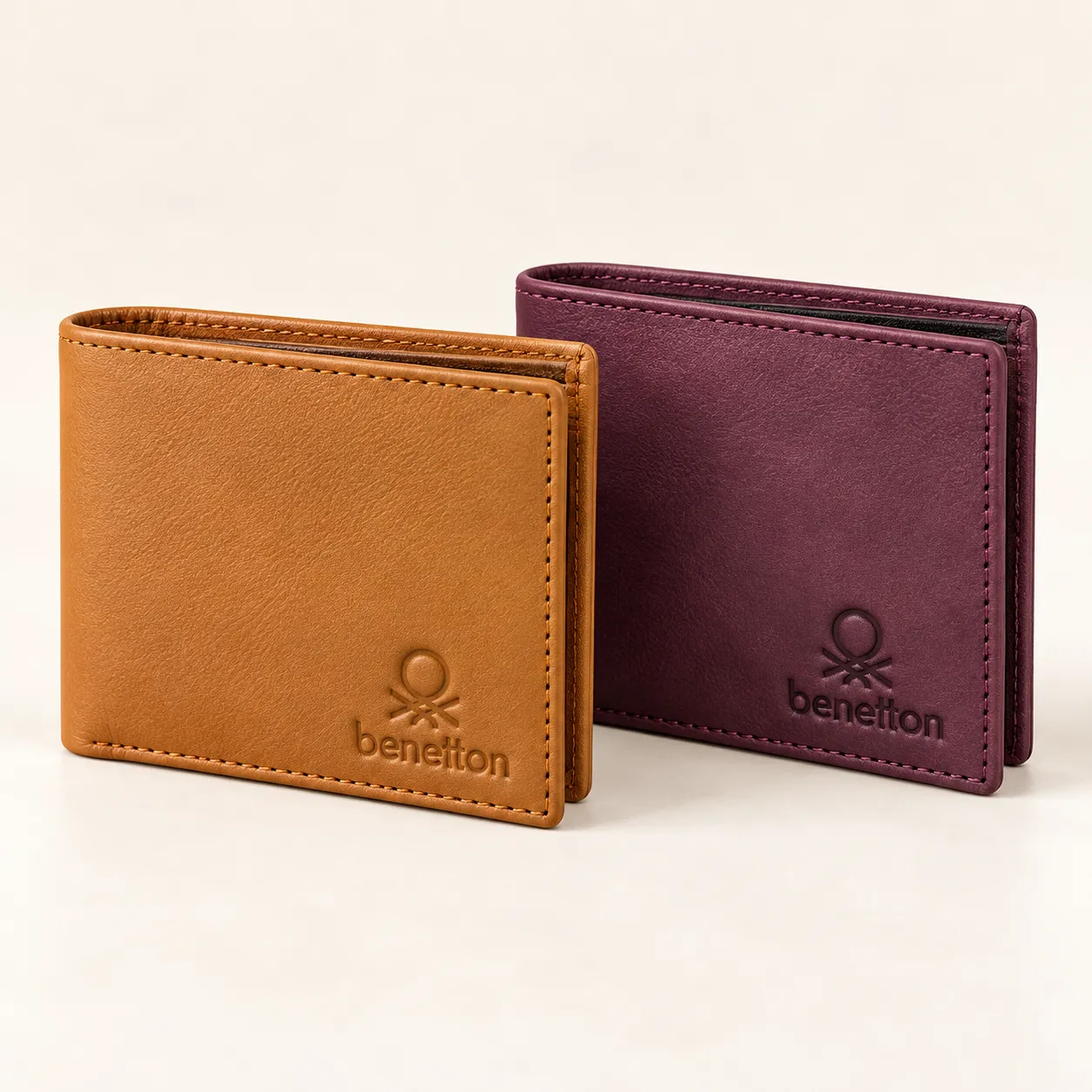 Benetton Embossed Bi-Fold Wallet with ID Window